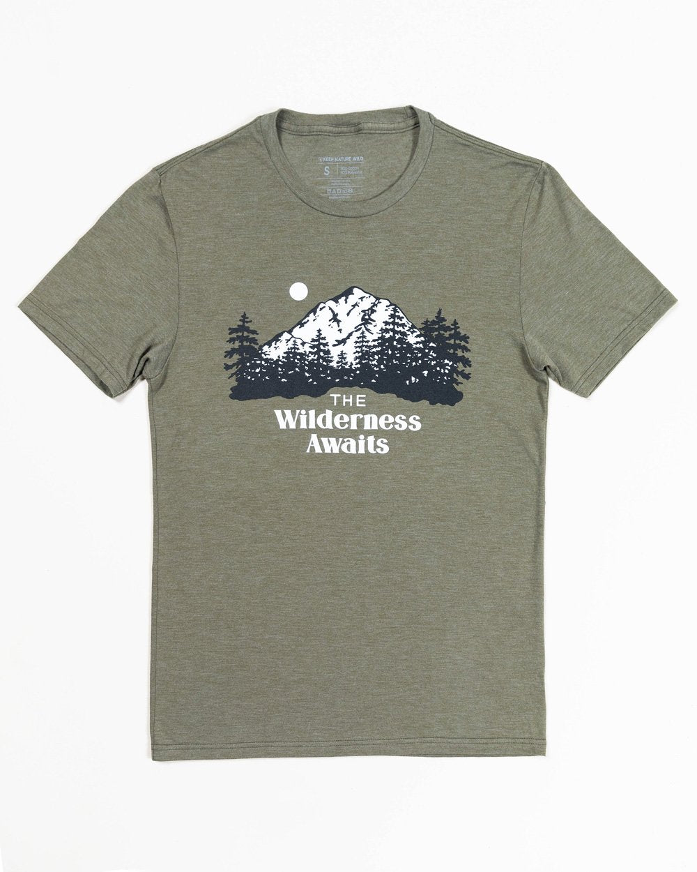 Wilderness Awaits Recycled Unisex Olive Tee