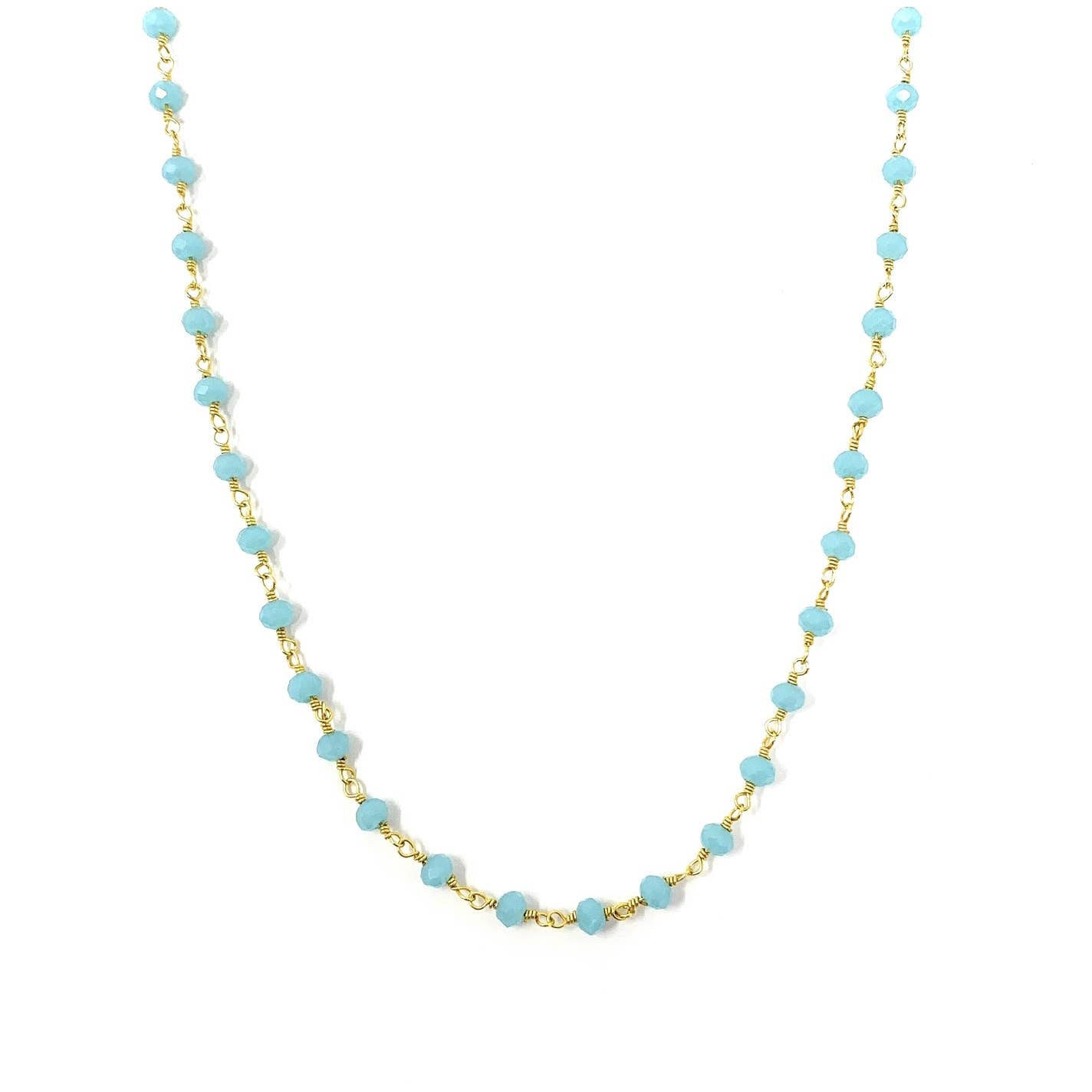 Aqua Chalcedony Beaded Necklace