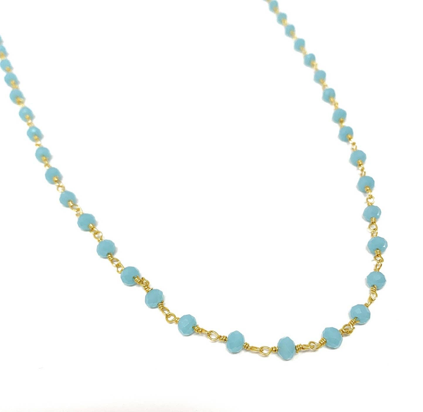Aqua Chalcedony Beaded Necklace