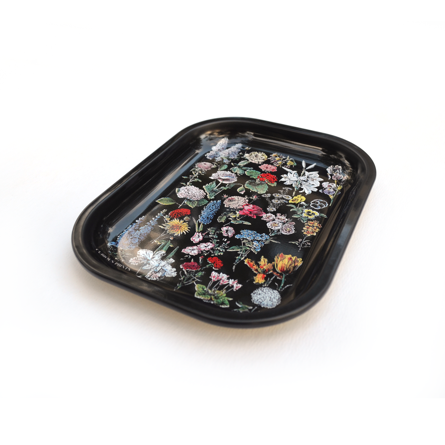 Metal Black Fleurs Ritual Tray