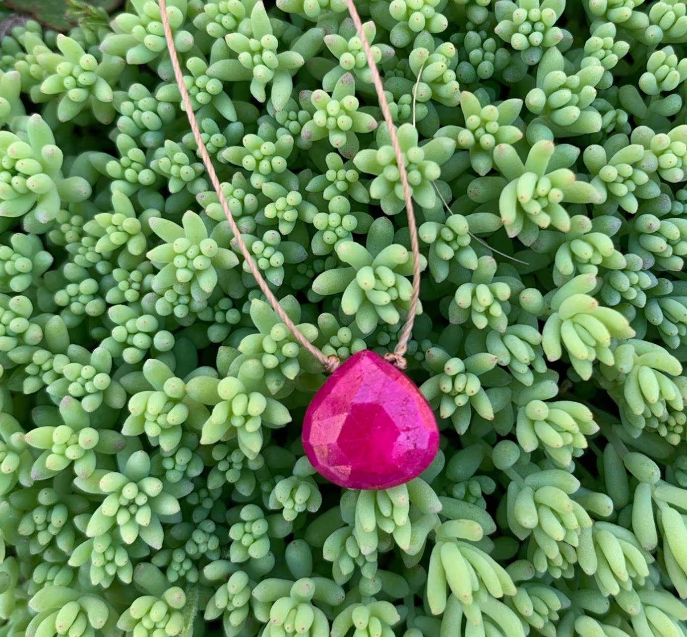 Ruby Faceted Teardrop Necklace