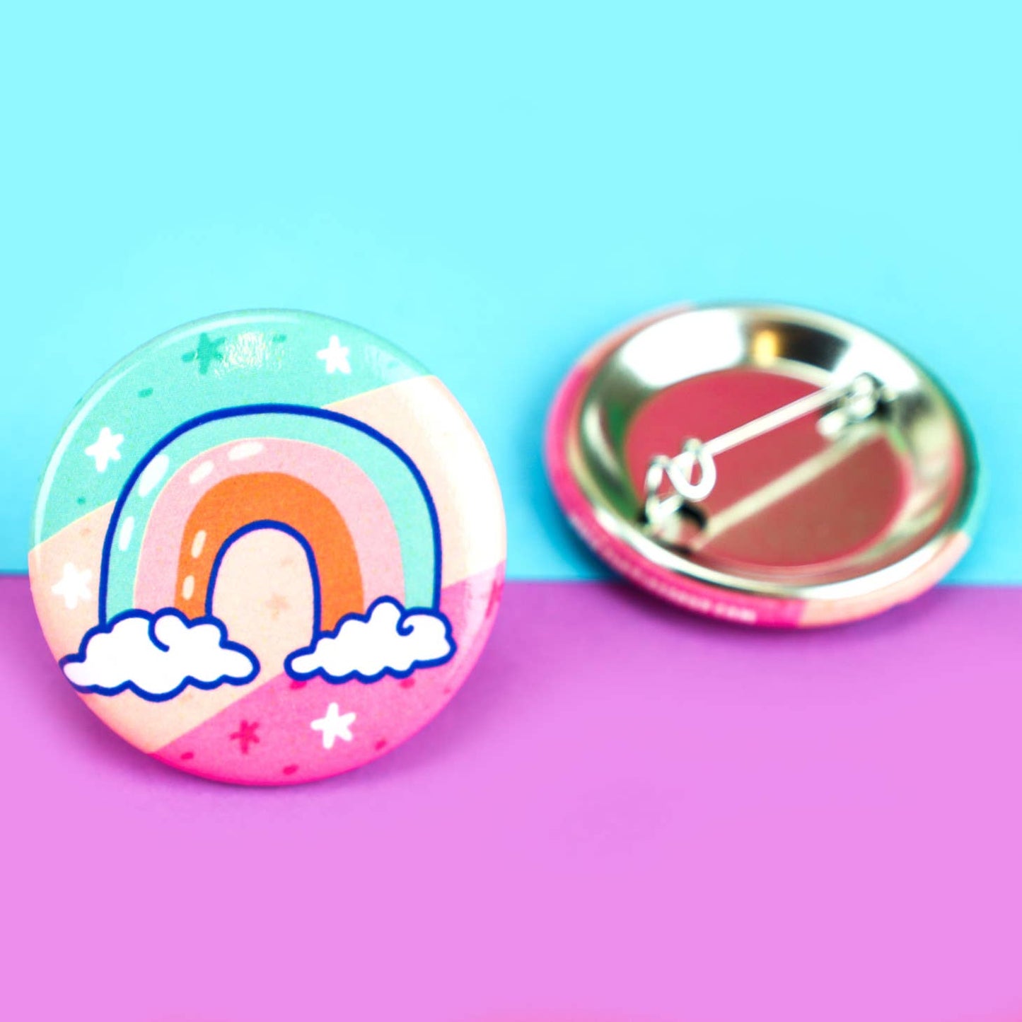 Whimsical Pastel Rainbow Pinback Button