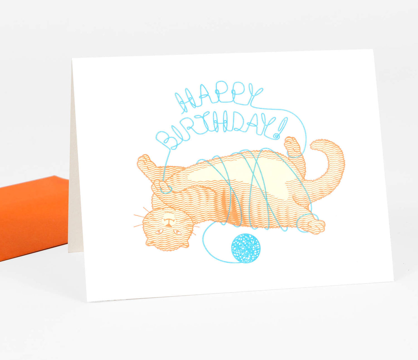 Happy Birthday Cat with Yarn Card