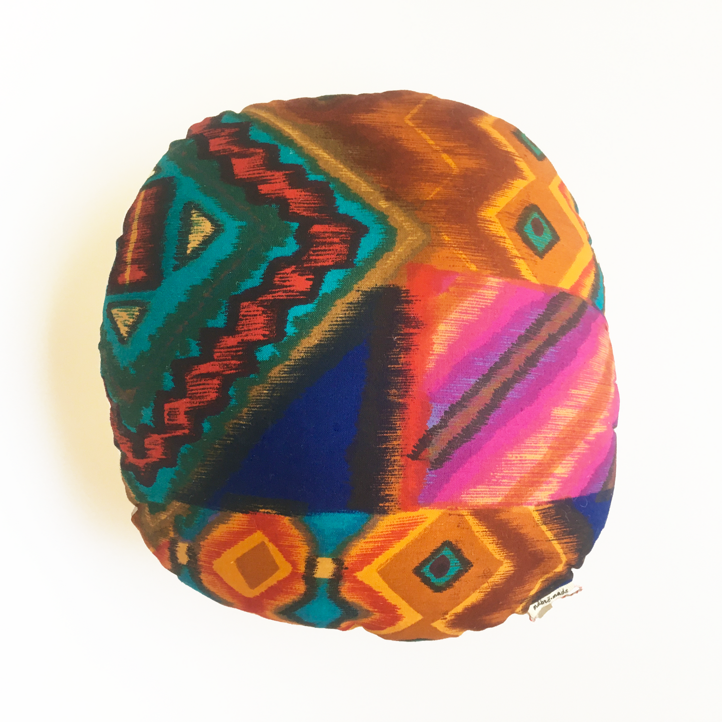 Round Butterfly Block-Printed Throw Pillow