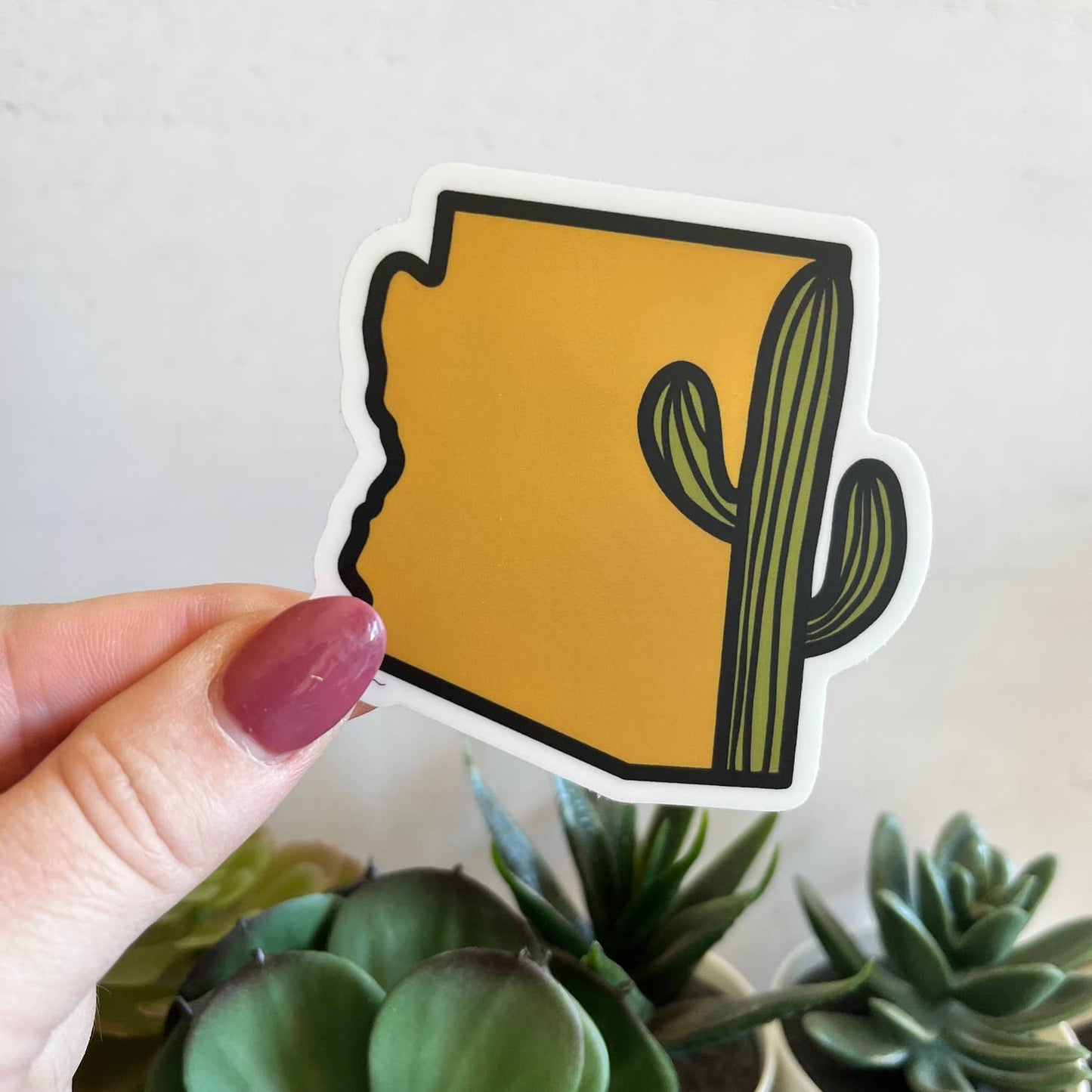 Arizona with Saguaro Line Art Vinyl Sticker
