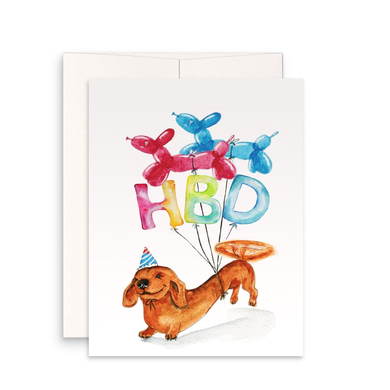 Wiener HBD Party Balloons Birthday Card
