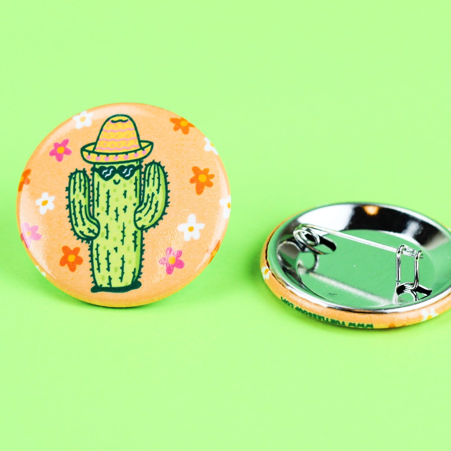 Happy Cactus Desert Pinback Button