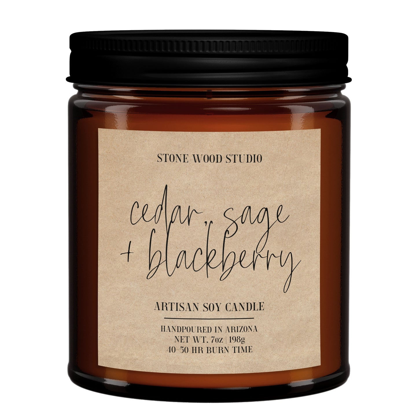 Cedar, Sage + Blackberry Hand Poured Soy Candle