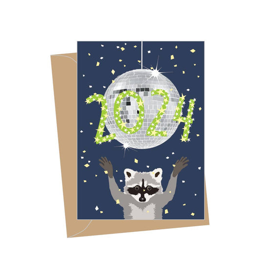 Mini Raccoon New Year Holiday Card