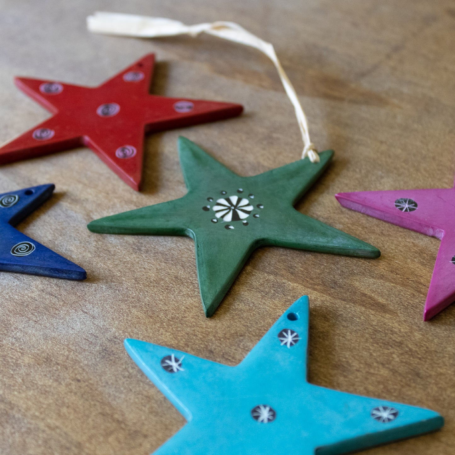 Star Carved Soapstone Ornament