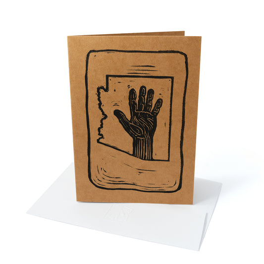 Hand Up Arizona Hand-pulled Linoleum Print Card