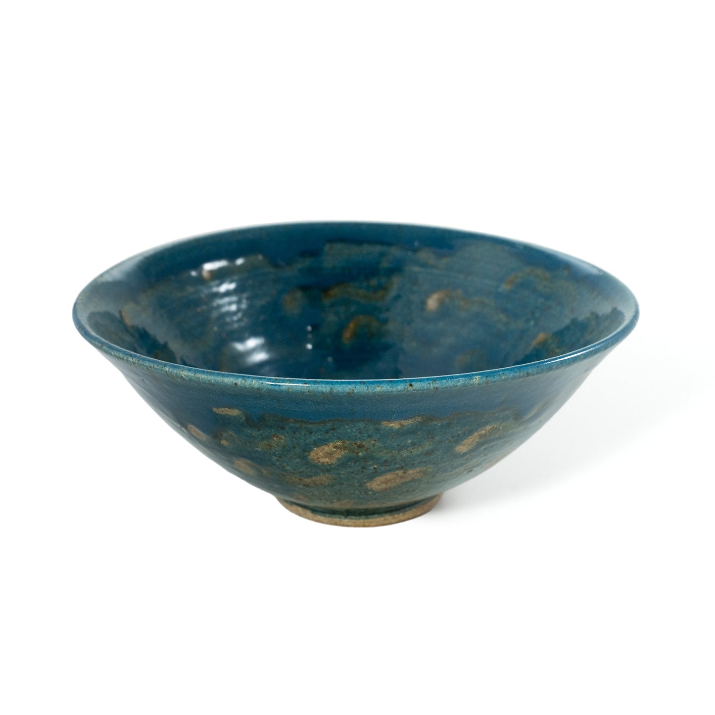 Blue Polka Dot Glazed Ceramic Bowl