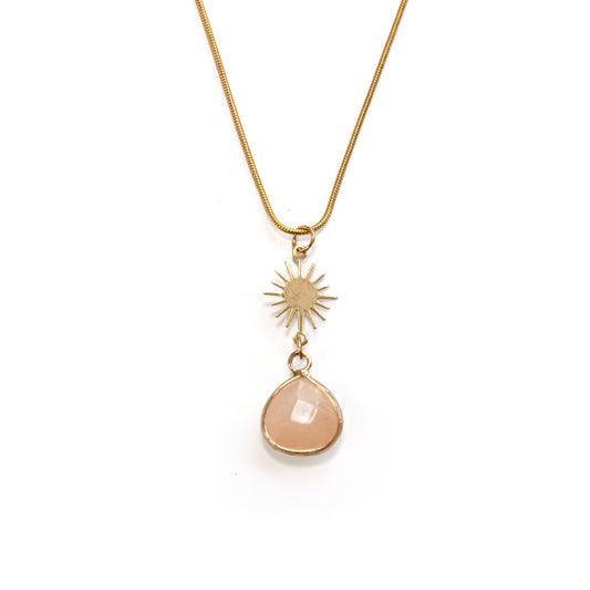 Brass Sunburst & Gemstone Necklace