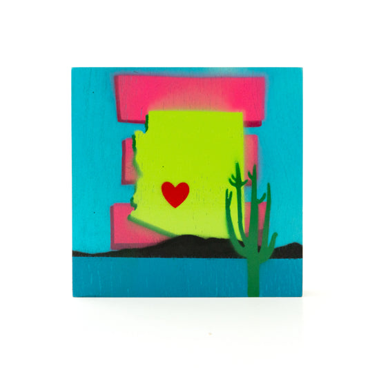 Bright Arizona Saguaro Wooden Wall Art