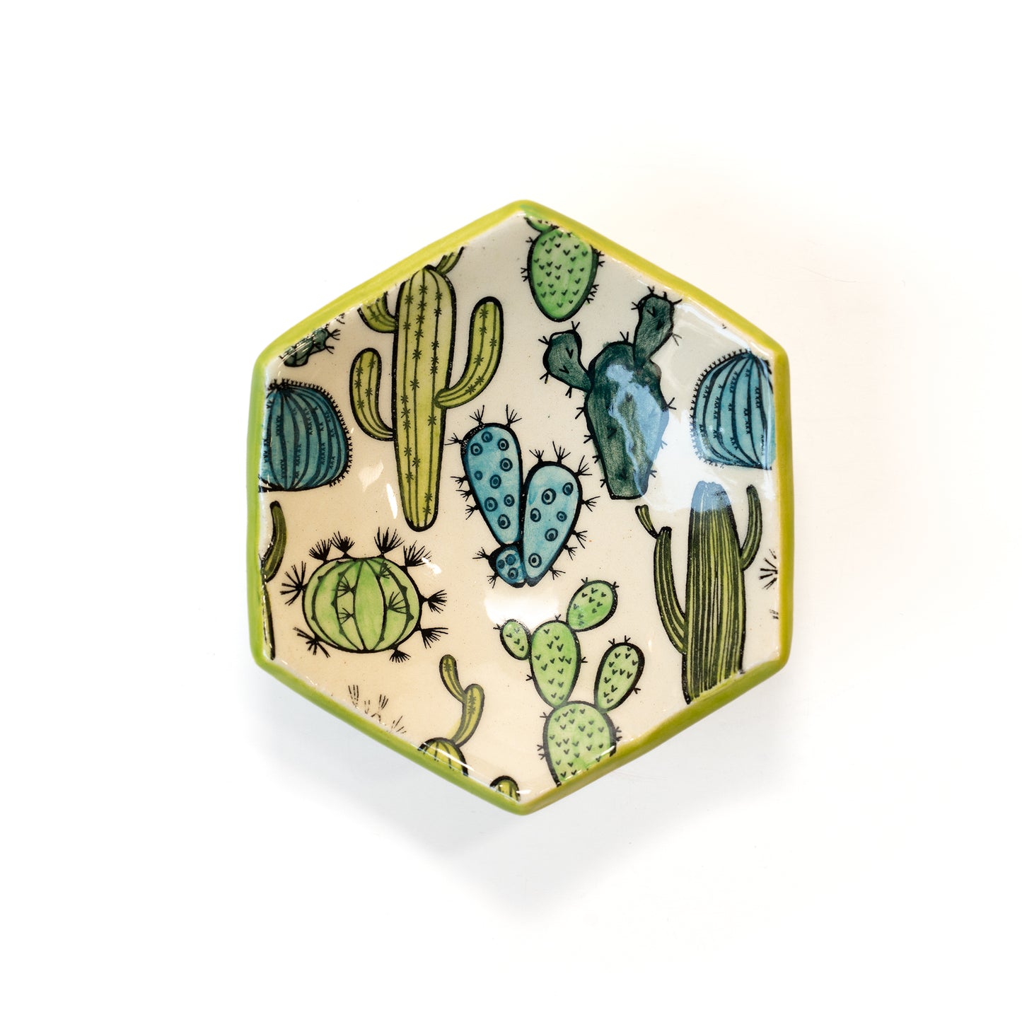 Cactus Pattern Hexagon Ring Dish