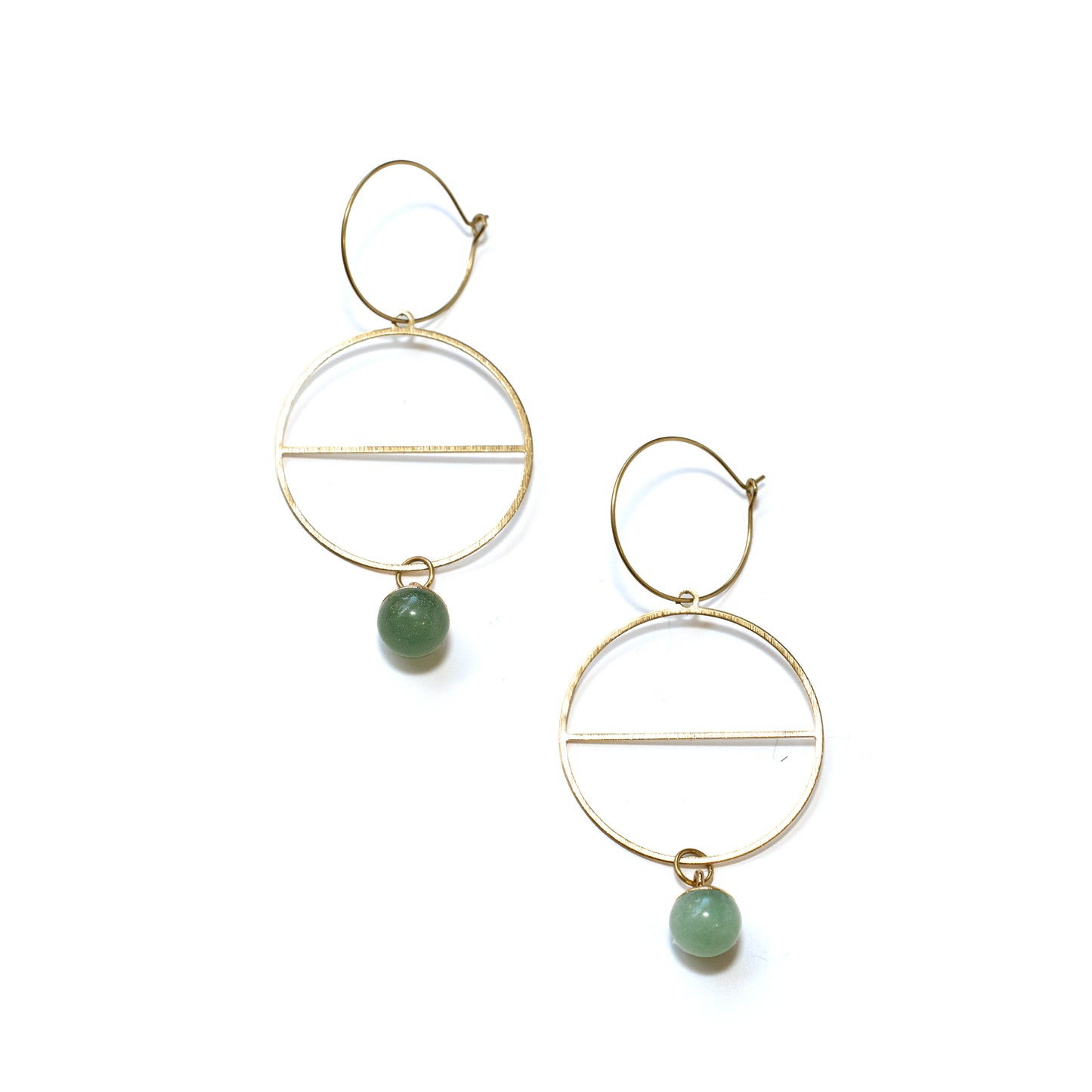 Circular Brass & Gemstone Earrings