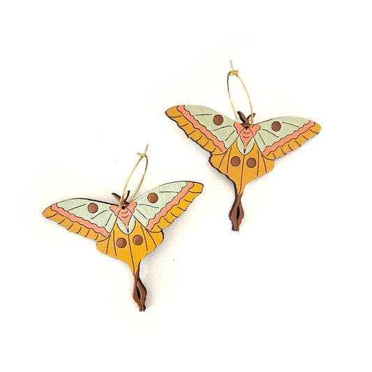 1970s Moth Hoop Earrings