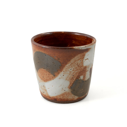 Earth Tone Ceramic Cup with Black & White Swipes