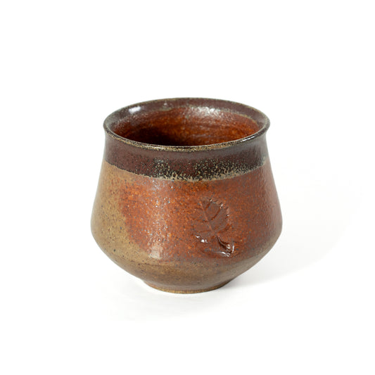Earth Tone / Leaf Print Handmade Mug without Handle