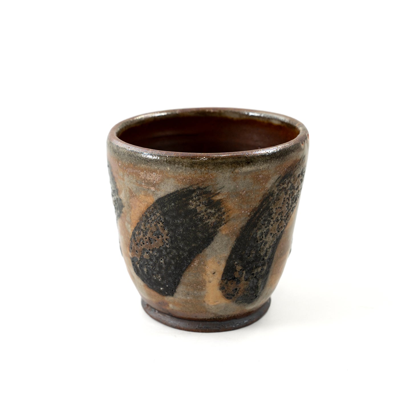 Earth Tone Ceramic Cup with Black Stripes