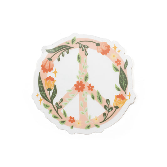 Floral Peace Sign Clear Sticker