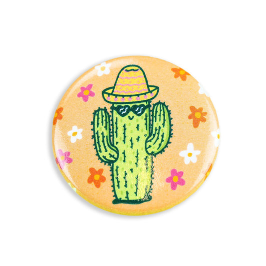Happy Cactus Desert Pinback Button