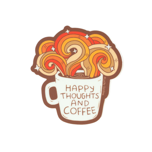Happy Thoughts and Coffee Vinyl Sticker