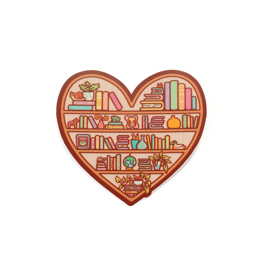 Heart Shaped Bookshelf Vinyl Sticker