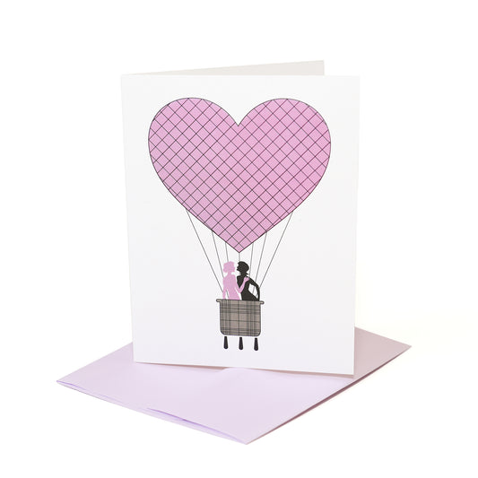 Hot Air Balloon Women Kissing Card