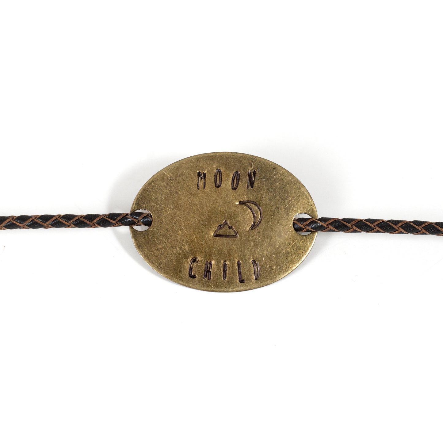 Metal Hat Medallion on Leather Braided Cord