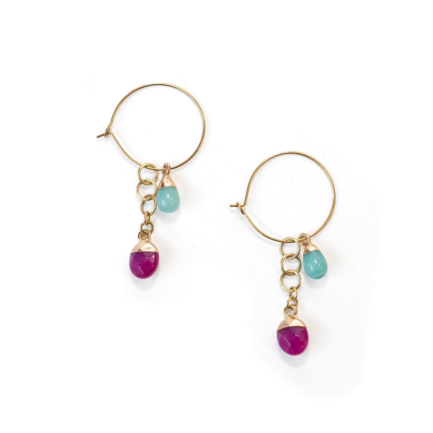 Multi-Colored Gemstone Hoop Earrings