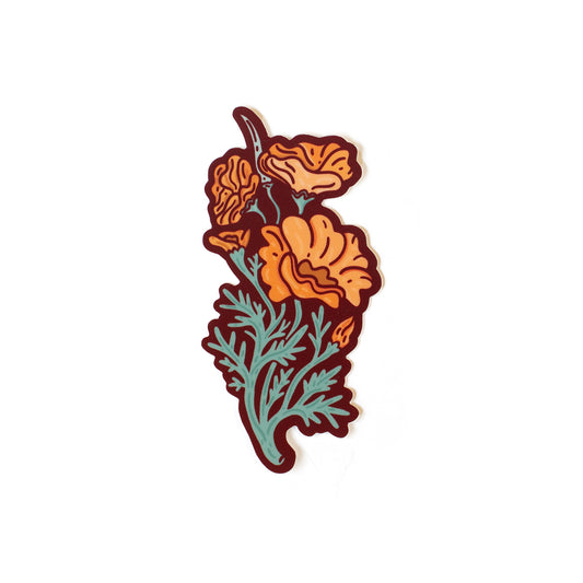 Orange Poppy Flowers Sticker