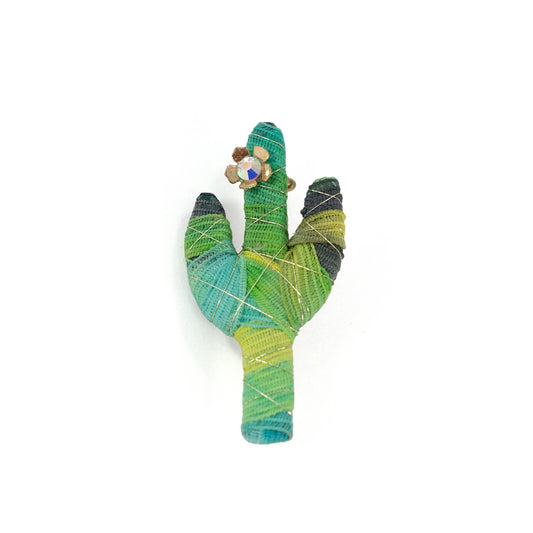 Saguaro Ribbon Yarn-Wrapped Pin