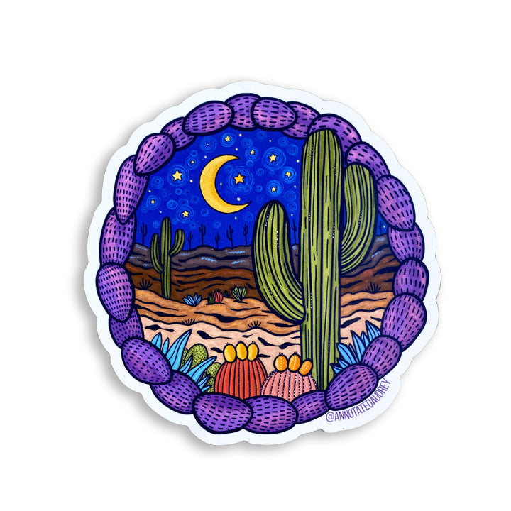 Saguaro at Night Flat Magnet