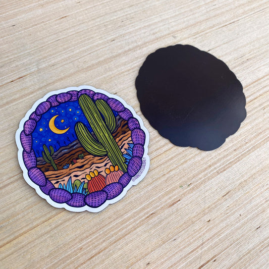 Saguaro at Night Flat Magnet