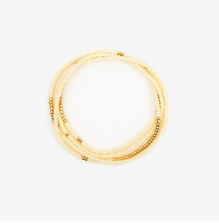 Gold Bead Stretch Wrap Bracelet