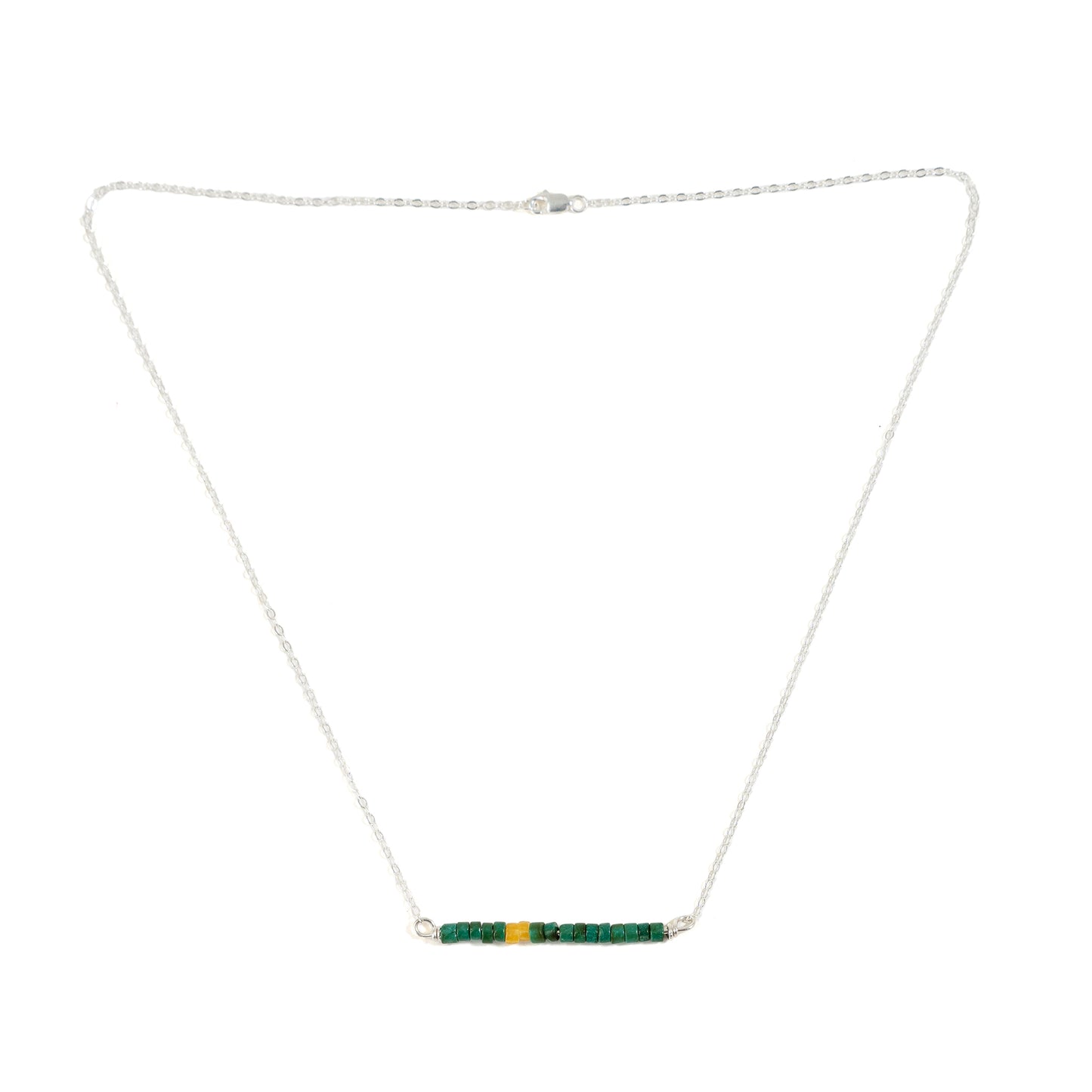Silver Necklace with Turquoise Bead Bar