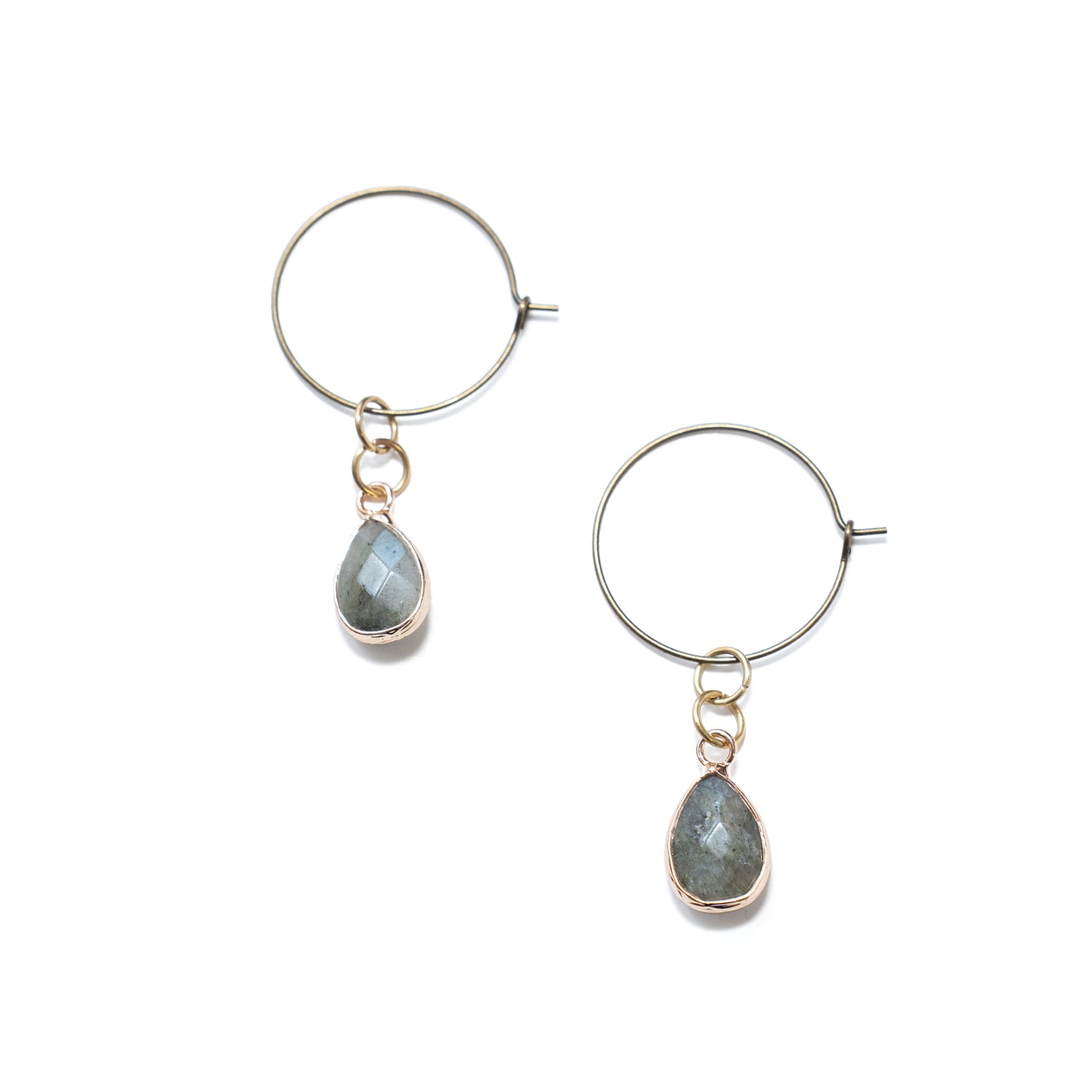 Simple Gemstone Hoop Earrings