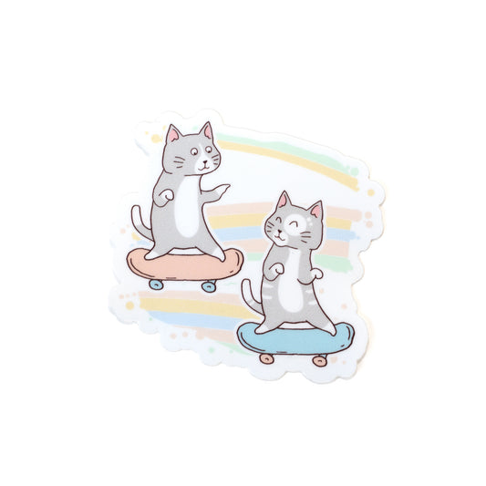 Skateboarding Kitties Vinyl Sticker