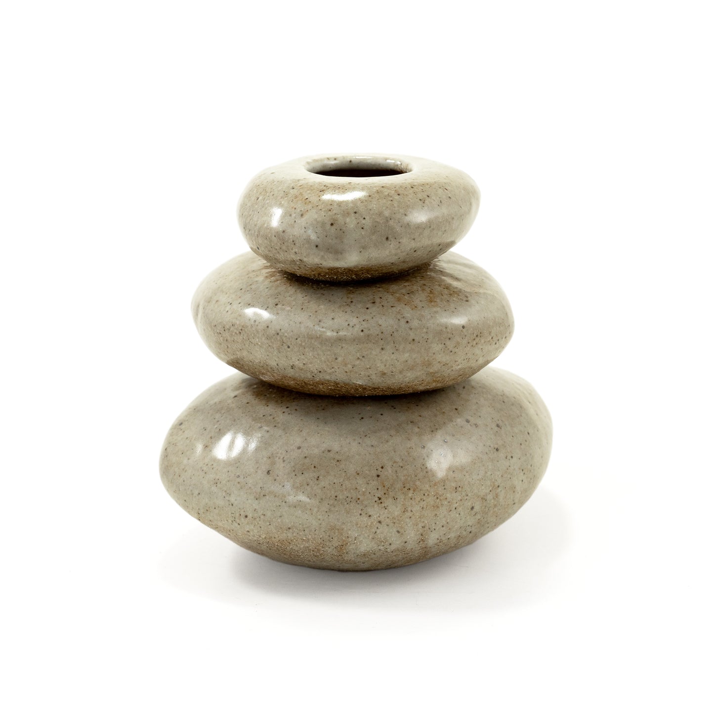 Small Cream Stacked Stone Vase