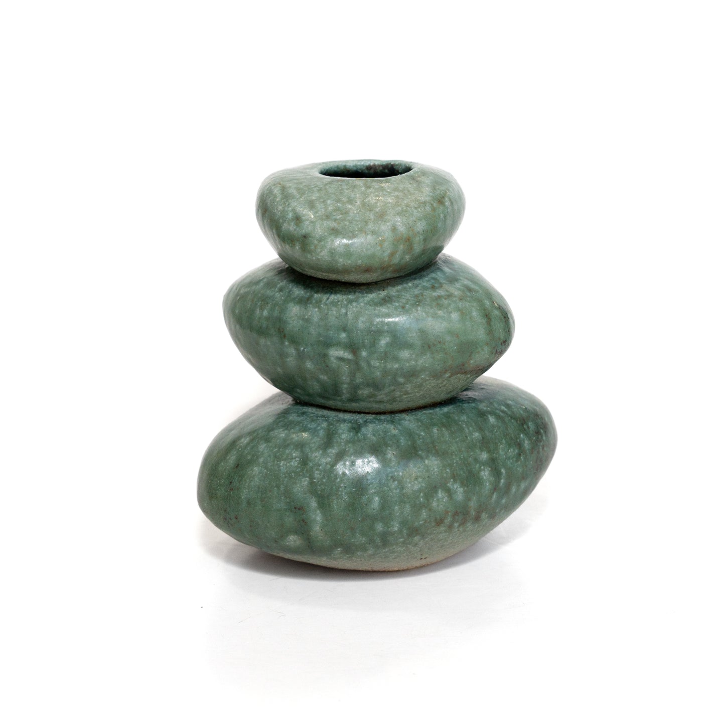 Sm. Green Stacked Stone Vase