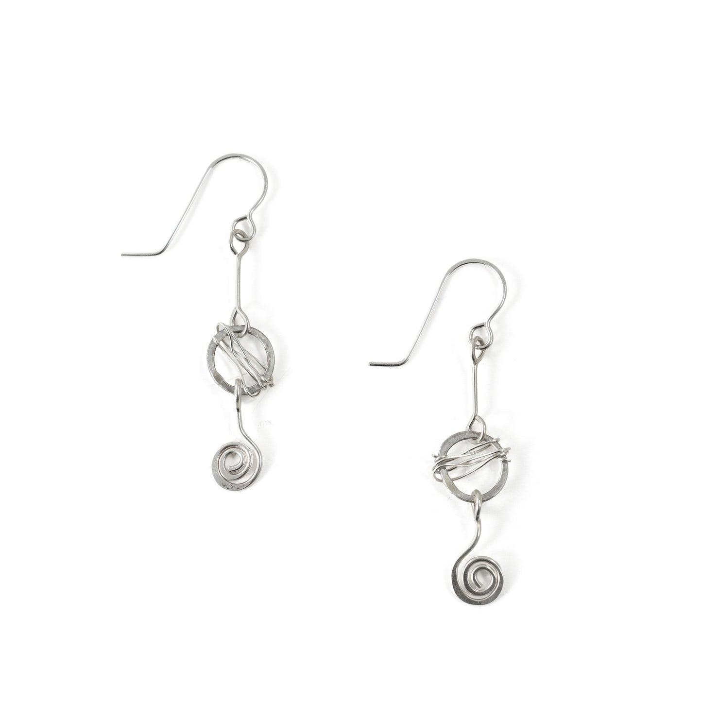 Sterling Silver Spiral Wire Dangling Earrings
