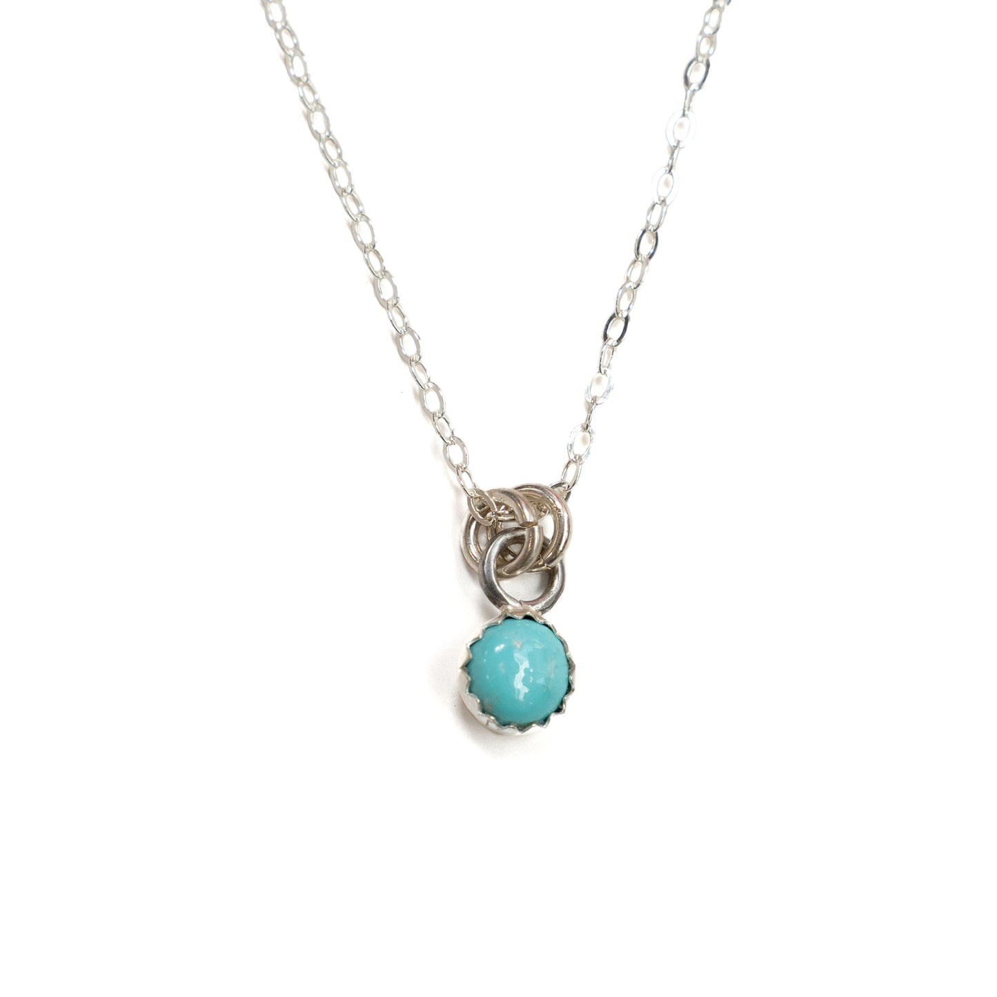 Sterling Silver with 6mm Turquoise Drop Necklace