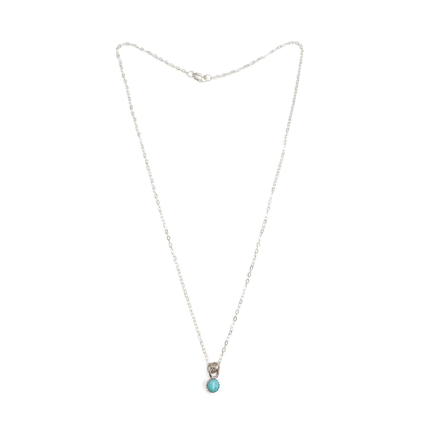 Sterling Silver with 6mm Turquoise Drop Necklace