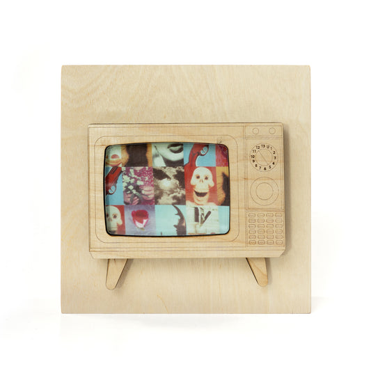 Vintage TV Wood Art Block