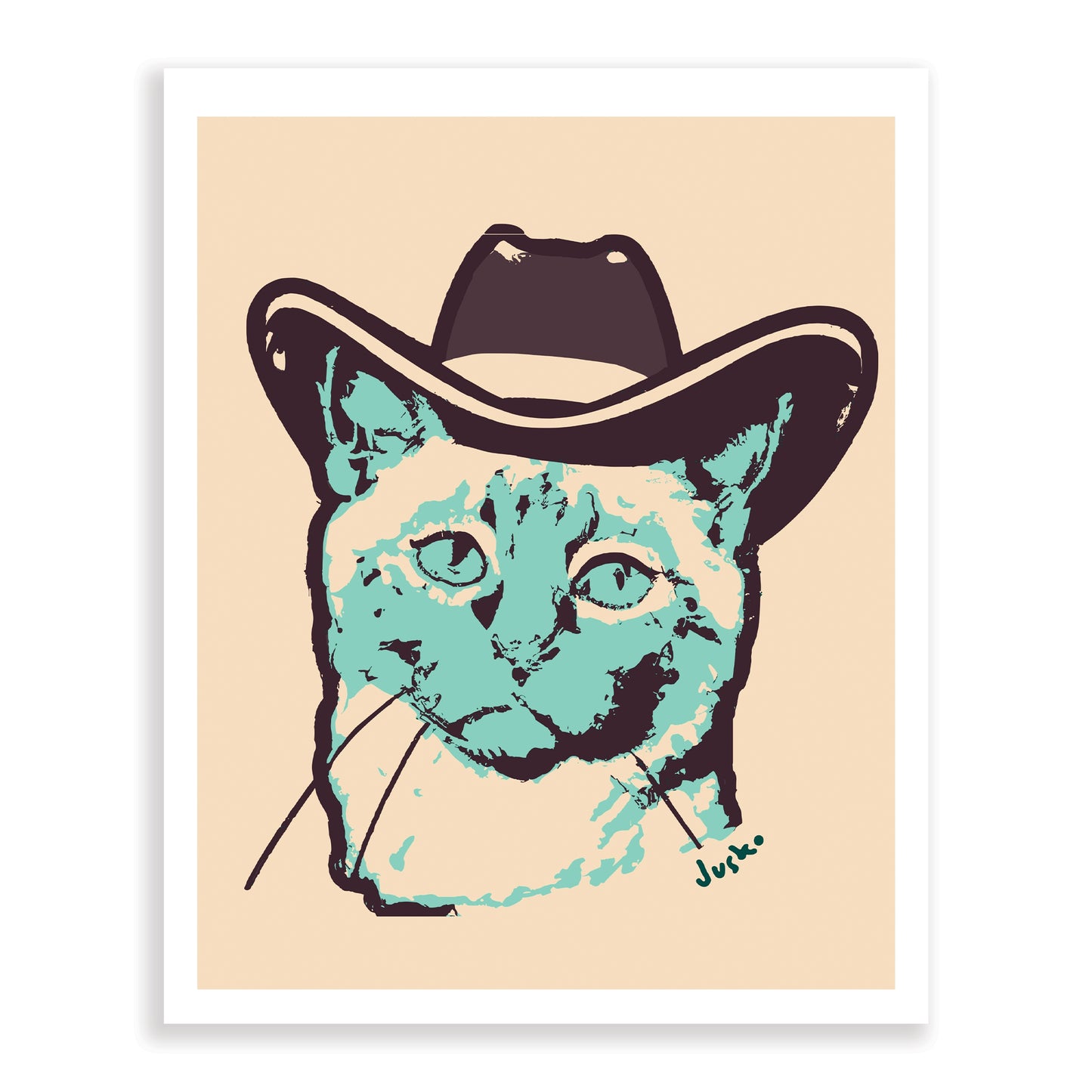 Tan Cat in Cowboy Hat 8x10 Print