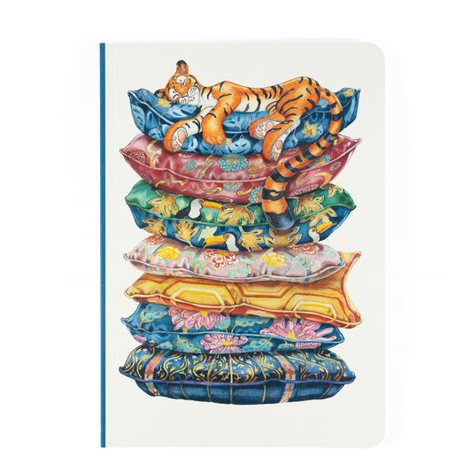 Tiger on a Pile of Cushions Perfect Bound Notebook