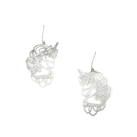 Metallic Unicorn Dangling Earrings