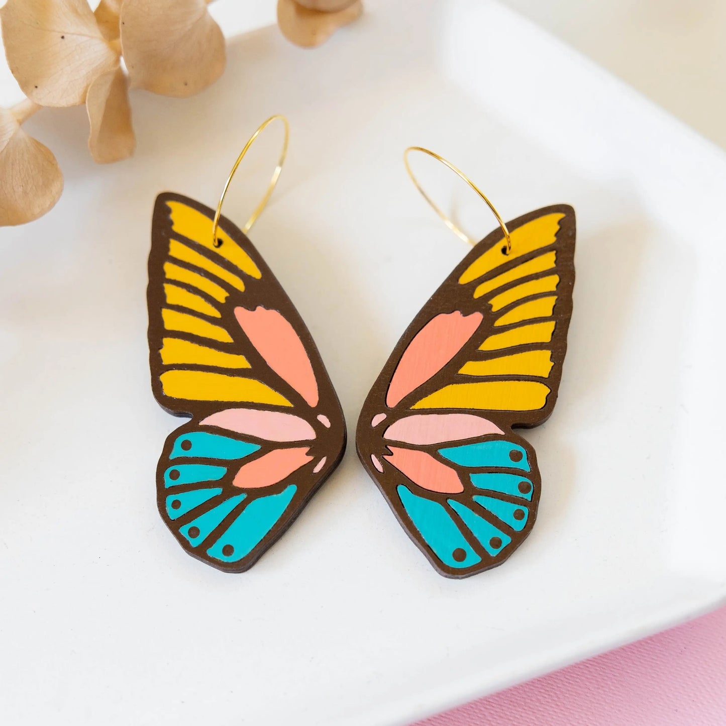 1970s Butterfly Wing Earrings