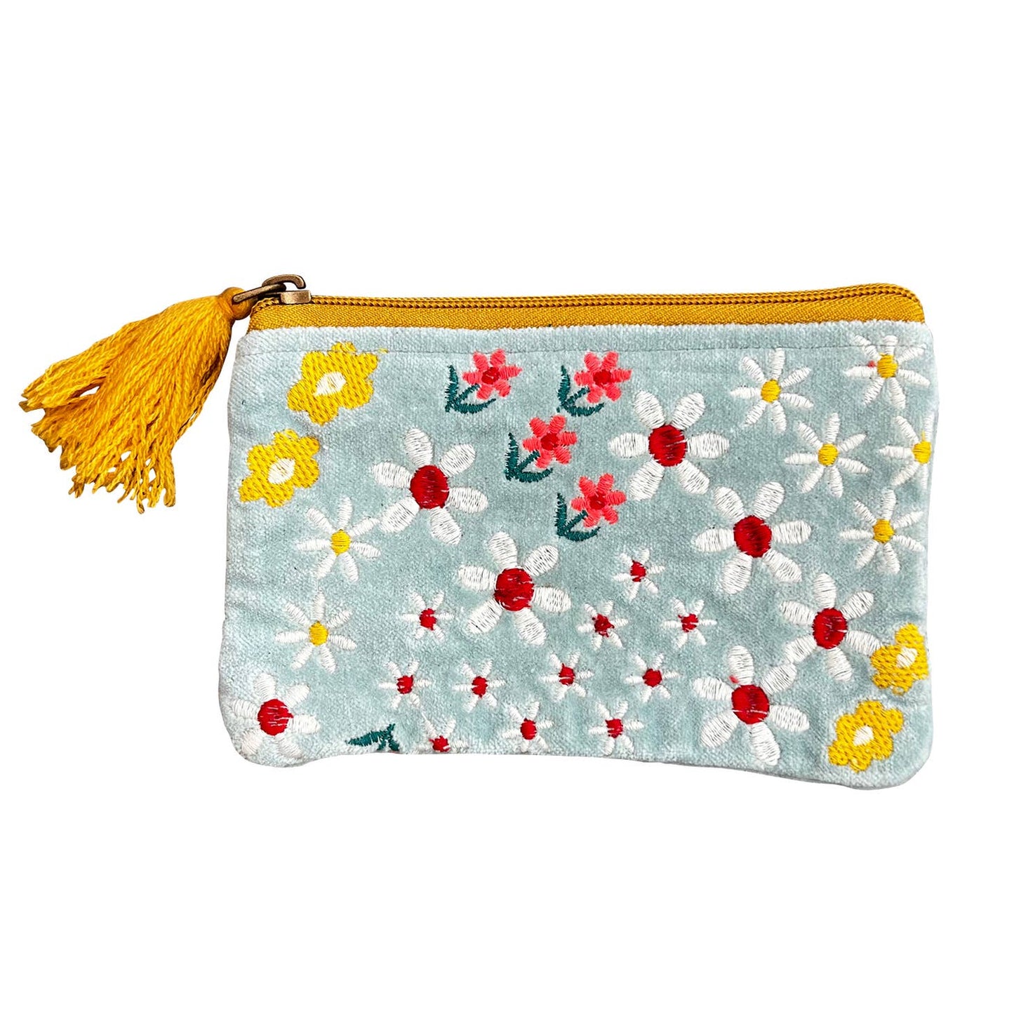 Little Embroidered Daisies Coin Purse